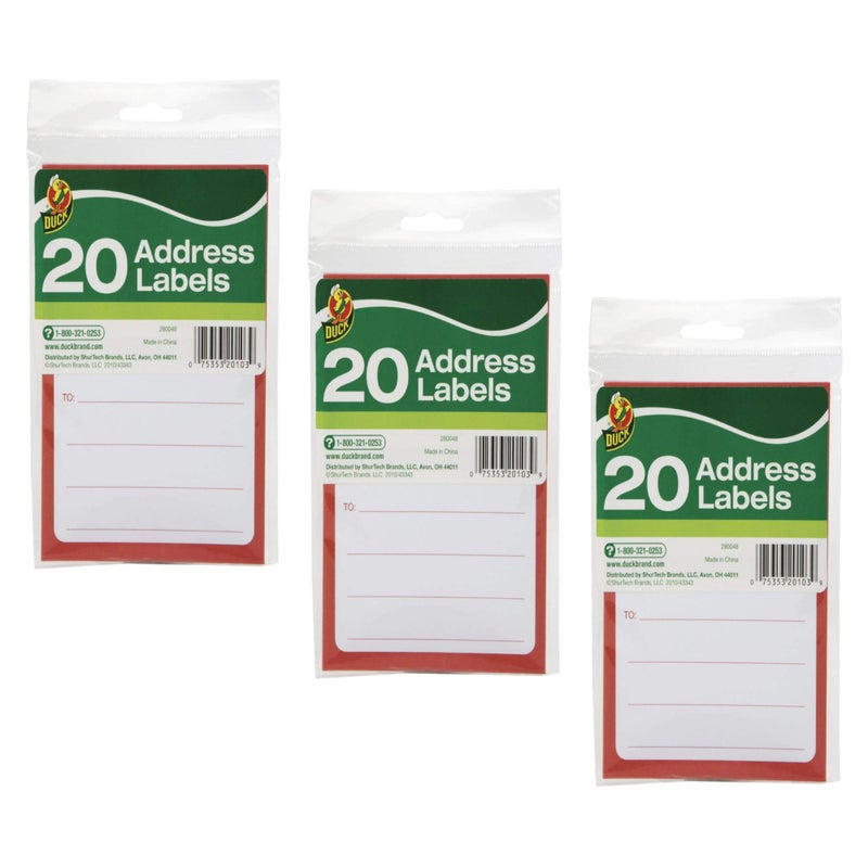 Duck Brand to/from Pressure-Sensitive Address Mailing Labels, 20 Label Pack (280048) - 3 Pack - Image 1